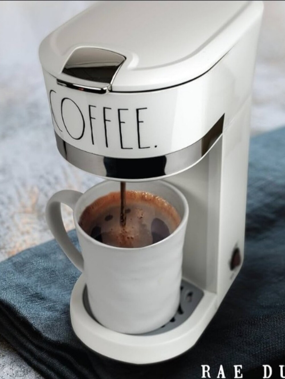 Rae Dunn 2-in-1 Single Serve Coffee Maker White With Black Coffee Logo